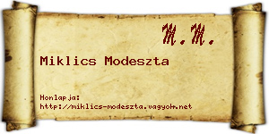Miklics Modeszta névjegykártya