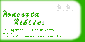 modeszta miklics business card